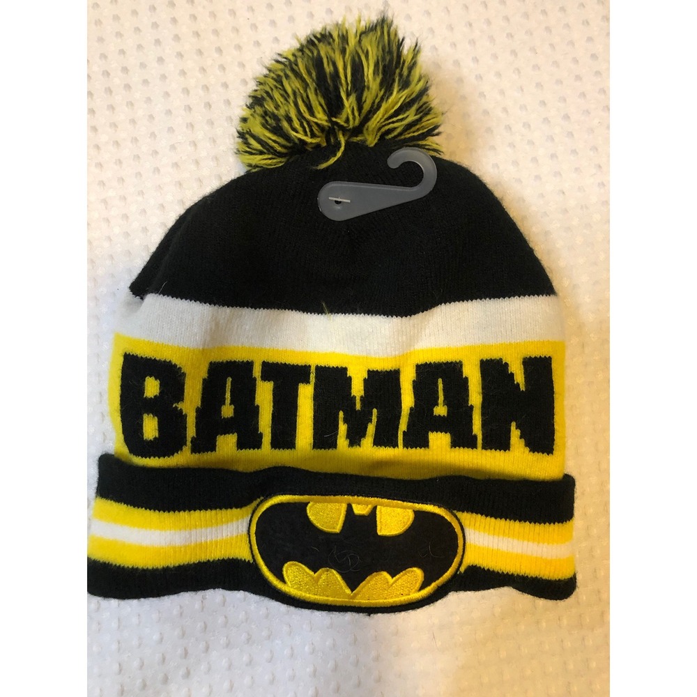 Batman - Unisex - Black/Yellow Beanie - Hat - One Size - New Without Tags - Pom